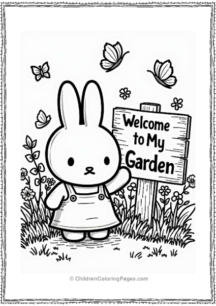 Miffy With A Garden Sign Free PDF Printable