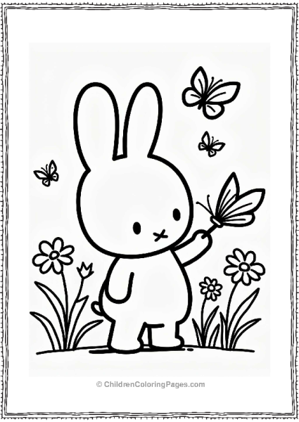 Miffy With Butterflies In A Flower Garden Free PDF Printable