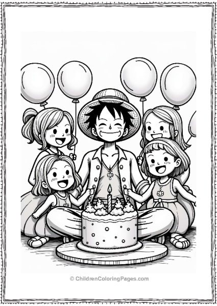 Monkey D Luffy Celebrating With Friends Free PDF Printable