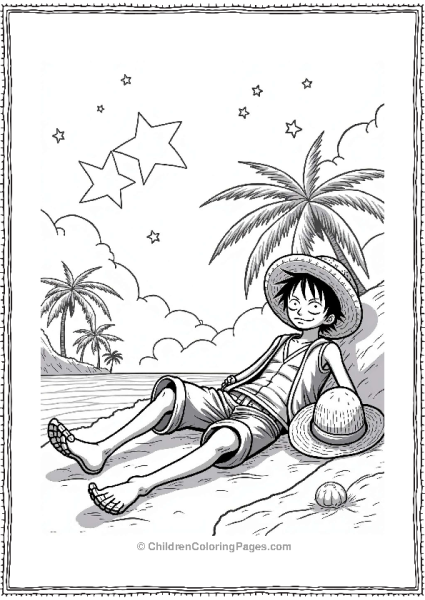 Monkey D Luffy Dreaming Under A Starry Sky Free PDF Printable