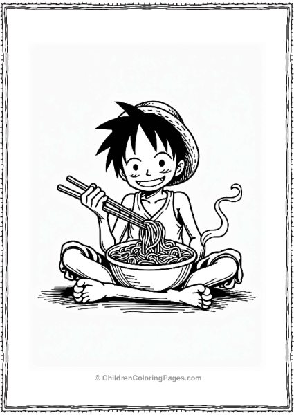 Monkey D Luffy Enjoying Noodles Free PDF Printable