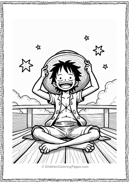 Monkey D Luffy In A Sun Hat On The Thousand Sunny Free PDF Printable