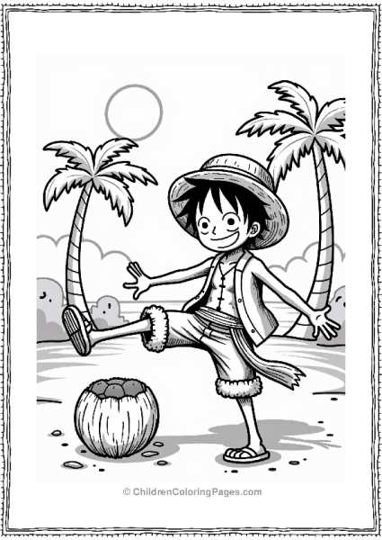 Monkey D Luffy Practicing With A Coconut Free PDF Printable