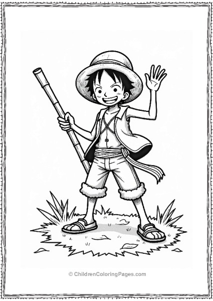 Monkey D Luffy Training With Bamboo Stick Free PDF Printable