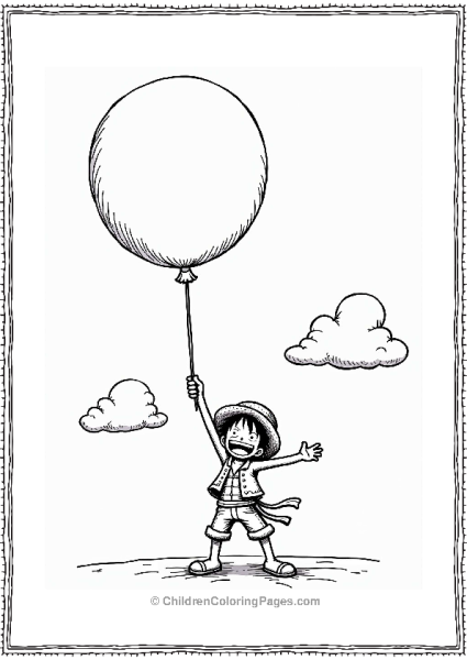 Monkey D Luffy With A Balloon Free PDF Printable