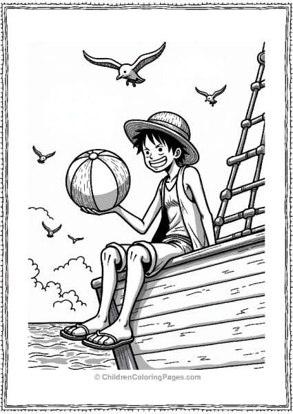 Monkey D Luffy With A Beach Ball Free PDF Printable