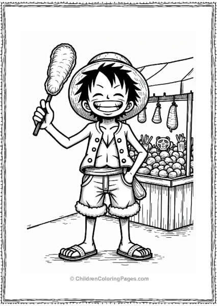 Monkey D Luffy With A Drumstick Free PDF Printable