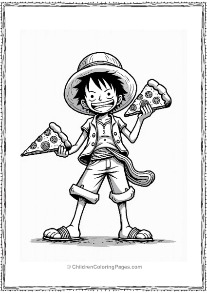 Monkey D Luffy With A Giant Pizza Slice Free PDF Printable