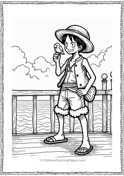 Monkey D Luffy With A Parrot Free PDF Printable