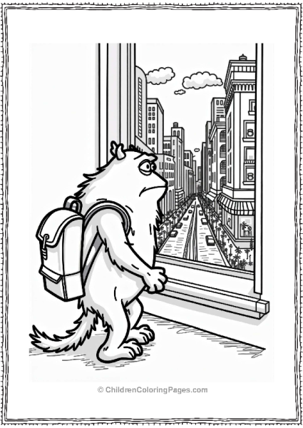 Monster Inc Curious Blue Monster In A Bustling City Free PDF Printable