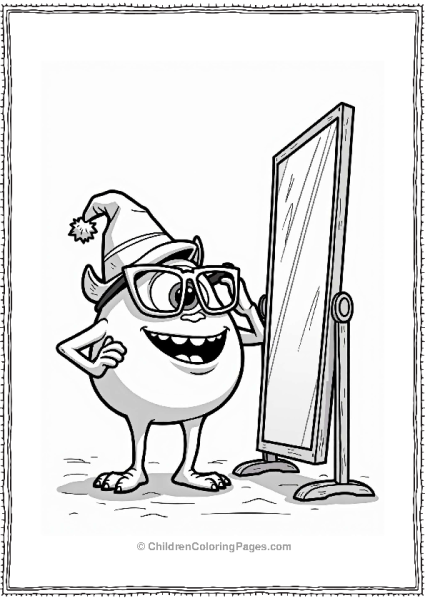 Monster Inc Friendly Green Monster With Hat And Glasses Free PDF Printable