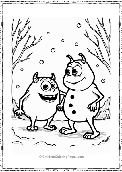 Monster Inc Friendly Monster Making A Snowman Free PDF Printable