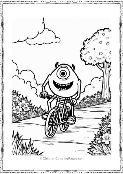 Monster Inc Green Monster Riding A Bicycle Free PDF Printable