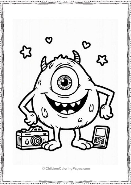 Monster Inc Happy Monster With Gadgets Free PDF Printable