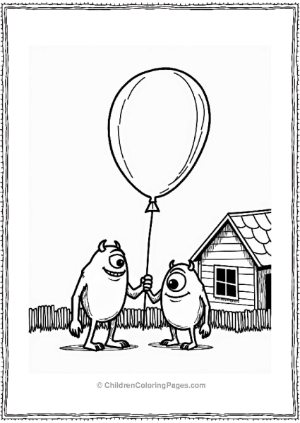 Monster Inc Monsters Sharing A Colorful Balloon Free PDF Printable