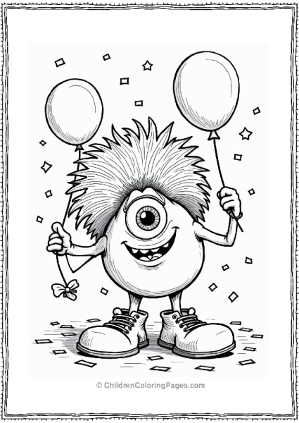 Monster Inc One Eyed Monster In Clown Wig And Shoes Free PDF Printable