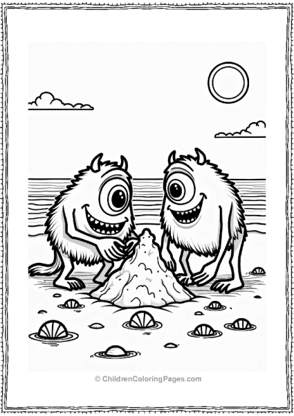 Monsters Inc Beach Sandcastle Scene Free PDF Printable