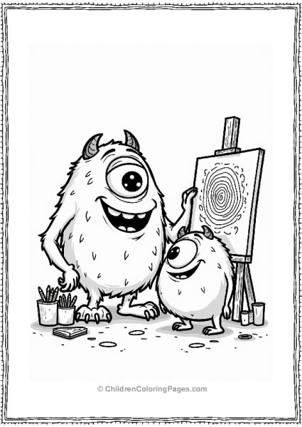 Monsters Inc Cheerful Monster Painting Free PDF Printable