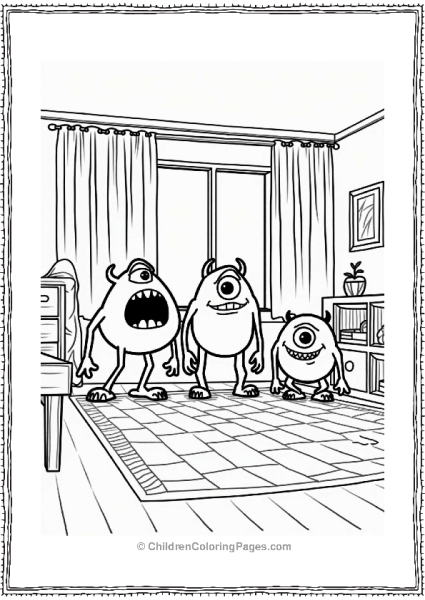Monsters Inc Colorful Monsters Playing Hide And Seek Free PDF Printable