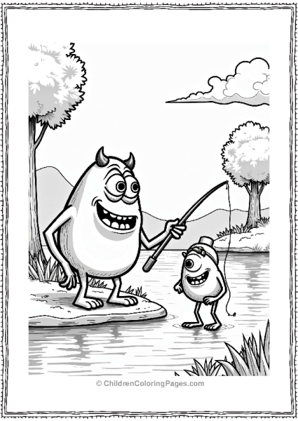 Monsters Inc Fishing Lesson By The Lake Free PDF Printable