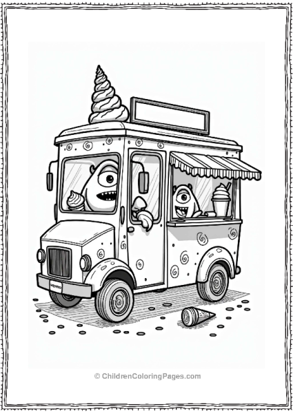 Monsters Inc Green Monster At Ice Cream Truck Free PDF Printable