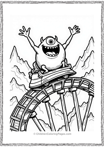 Monsters Inc Green Monster On Roller Coaster Free PDF Printable