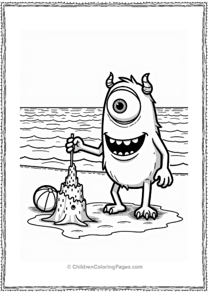 Monsters Inc Pink Monster Building A Sandcastle Free PDF Printable