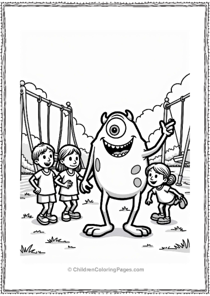 Monsters Inc Red Monster Playing With Children Free PDF Printable