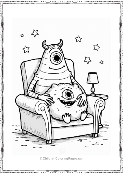 Monsters Inc Striped Monster With Pillow Free PDF Printable