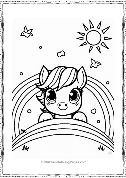My Little Pony Cheerful Rainbowdash Behind A Rainbow Free PDF Printable