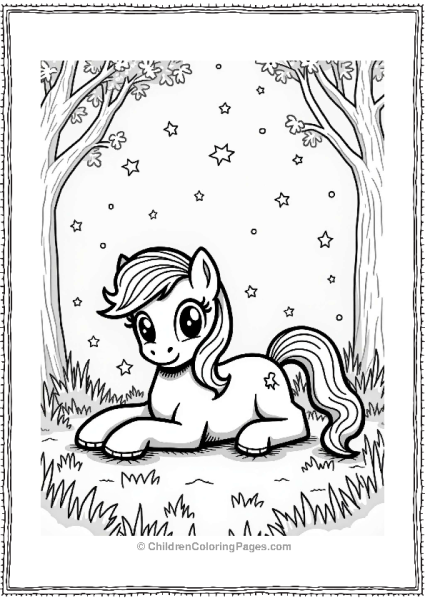 My Little Pony Fluttershy In An Enchanted Night Sky Free PDF Printable