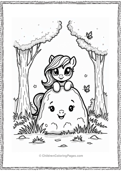My Little Pony Pinkie Pie Peeking Behind A Friendly Rock Free PDF Printable