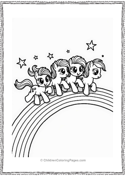 My Little Pony Playful Ponies Above A Rainbow Free PDF Printable