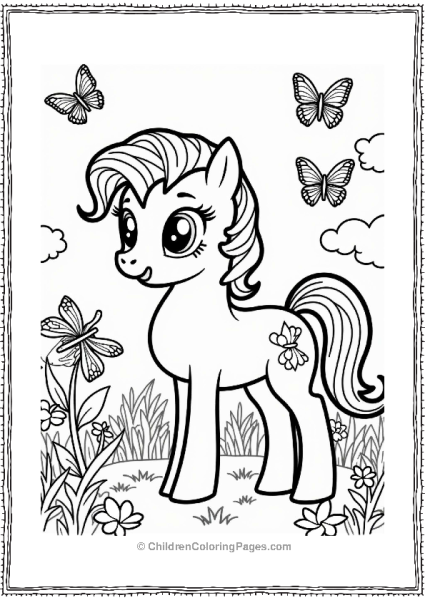 My Little Pony Pony Playing With Colorful Butterflies Free PDF Printable