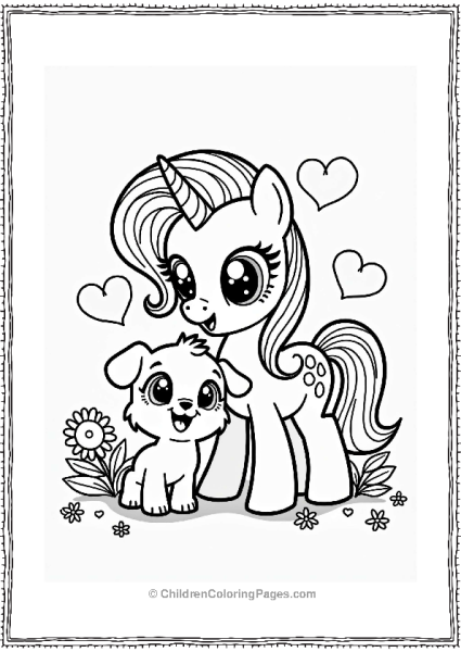 My Little Pony Princess Cadance Brushing A Fluffy Puppy Free PDF Printable
