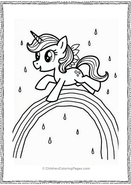 My Little Pony Princess Cadance Flying Above A Colorful Rainbow Free PDF Printable