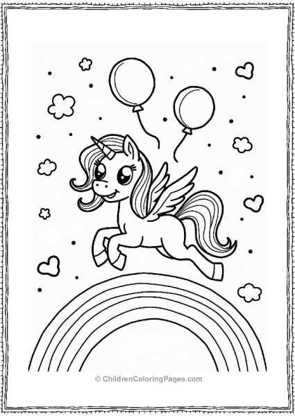My Little Pony Princess Cadance Flying Over A Rainbow Free PDF Printable