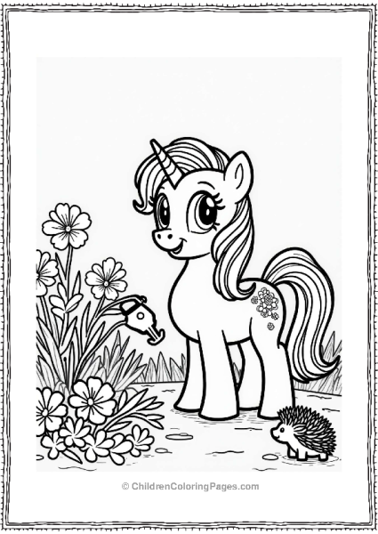 My Little Pony Princess Cadance Watering A Colorful Garden Free PDF Printable