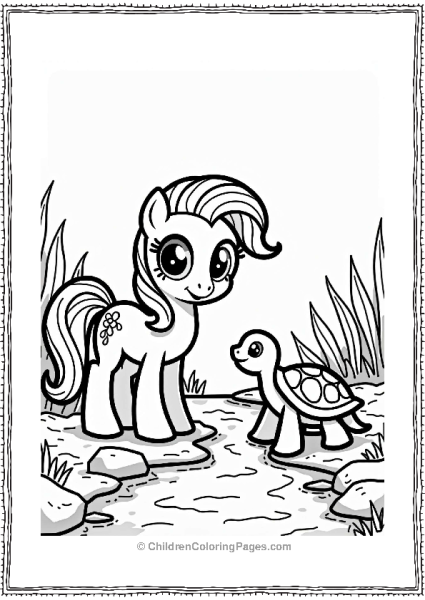 My Little Pony Rarity Helping A Turtle Cross A Stream Free PDF Printable
