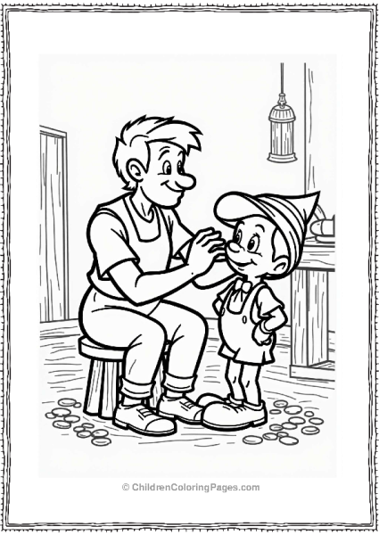 Pinocchio And Geppetto In The Workshop Free PDF Printable