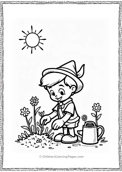 Pinocchio Planting Seeds In The Garden Free PDF Printable