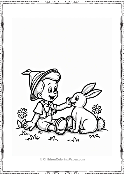 Pinocchio Playing With A Rabbit Free PDF Printable