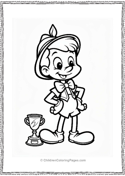 Pinocchio Showing Determination With Trophy Free PDF Printable