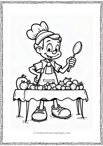 Pinocchio The Chef With Fruits And Vegetables Free PDF Printable