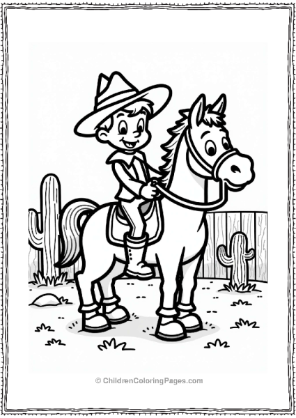 Pinocchio The Cowboy Riding A Horse Free PDF Printable