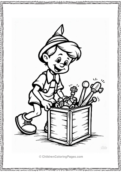 Pinocchio With Colorful Toy Box Free PDF Printable