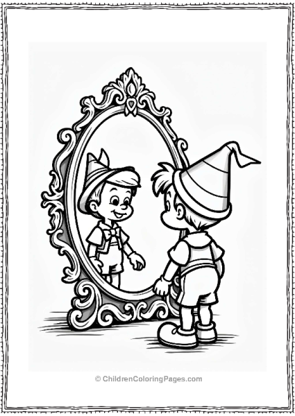 Pinocchio’s Reflection In A Magical Mirror Free PDF Printable