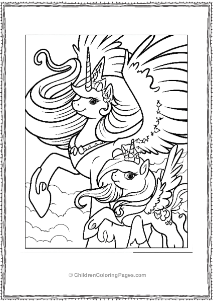 Princess Celestia And Little Pegasus Unicorns Free PDF Printable