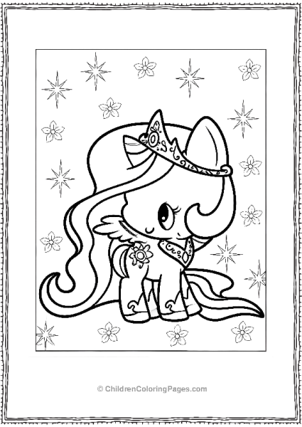 Princess Celestia Cartoon Pony With Crown Free PDF Printable