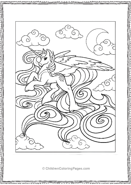 Princess Celestia Coloring Page With Pony And Wings Free PDF Printable